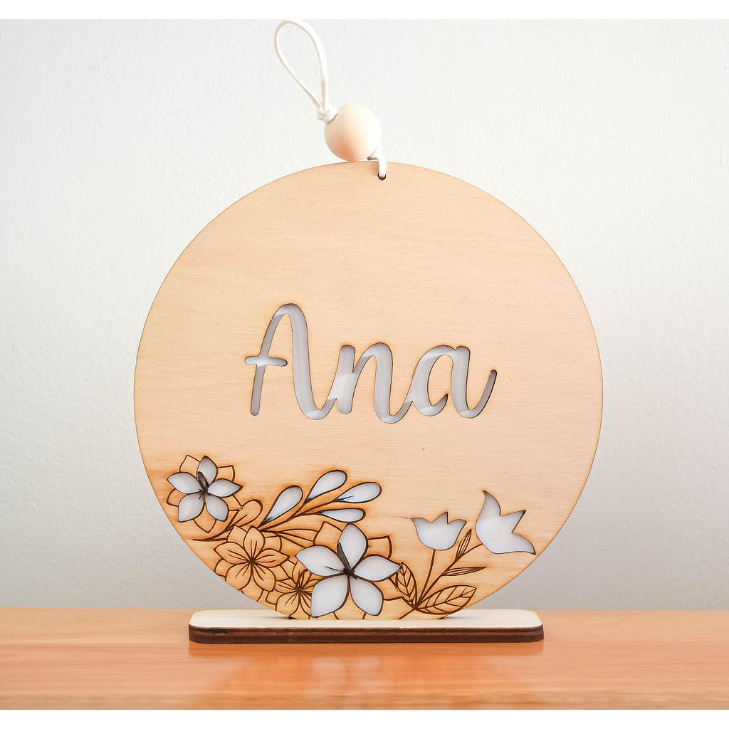 Cartel calado con doble capa, diseño " Ana"con base