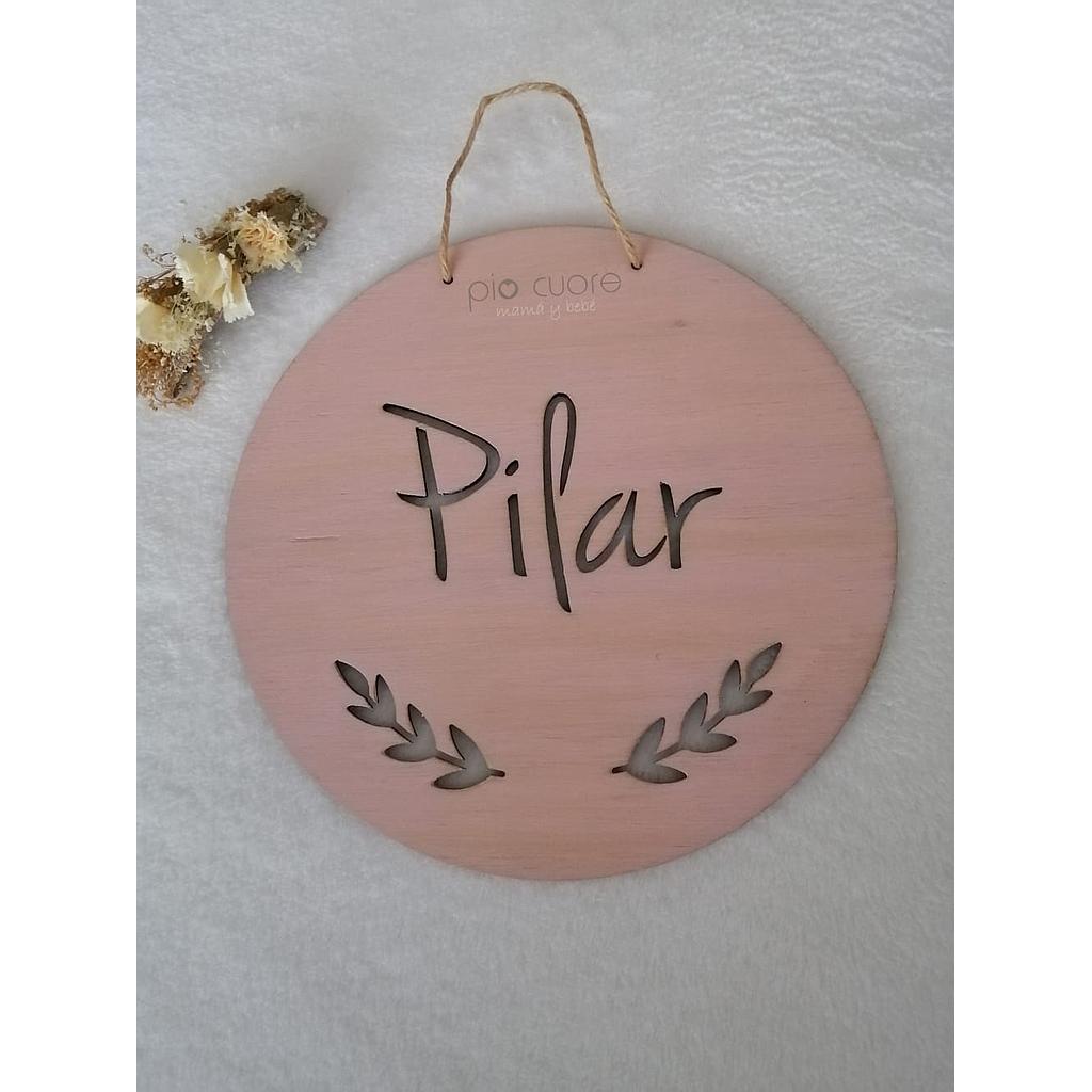 Cartel circular &quot; Pilar&quot; con hojas caladas