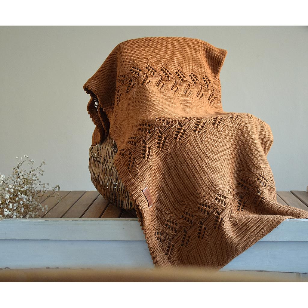 Rebozo en hilo con espiga en color chocolate