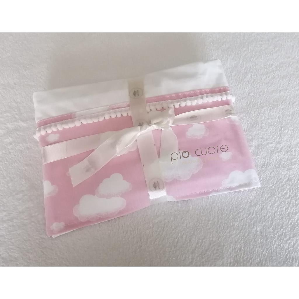 Sabanas cuna colecho motivo nubes rosa